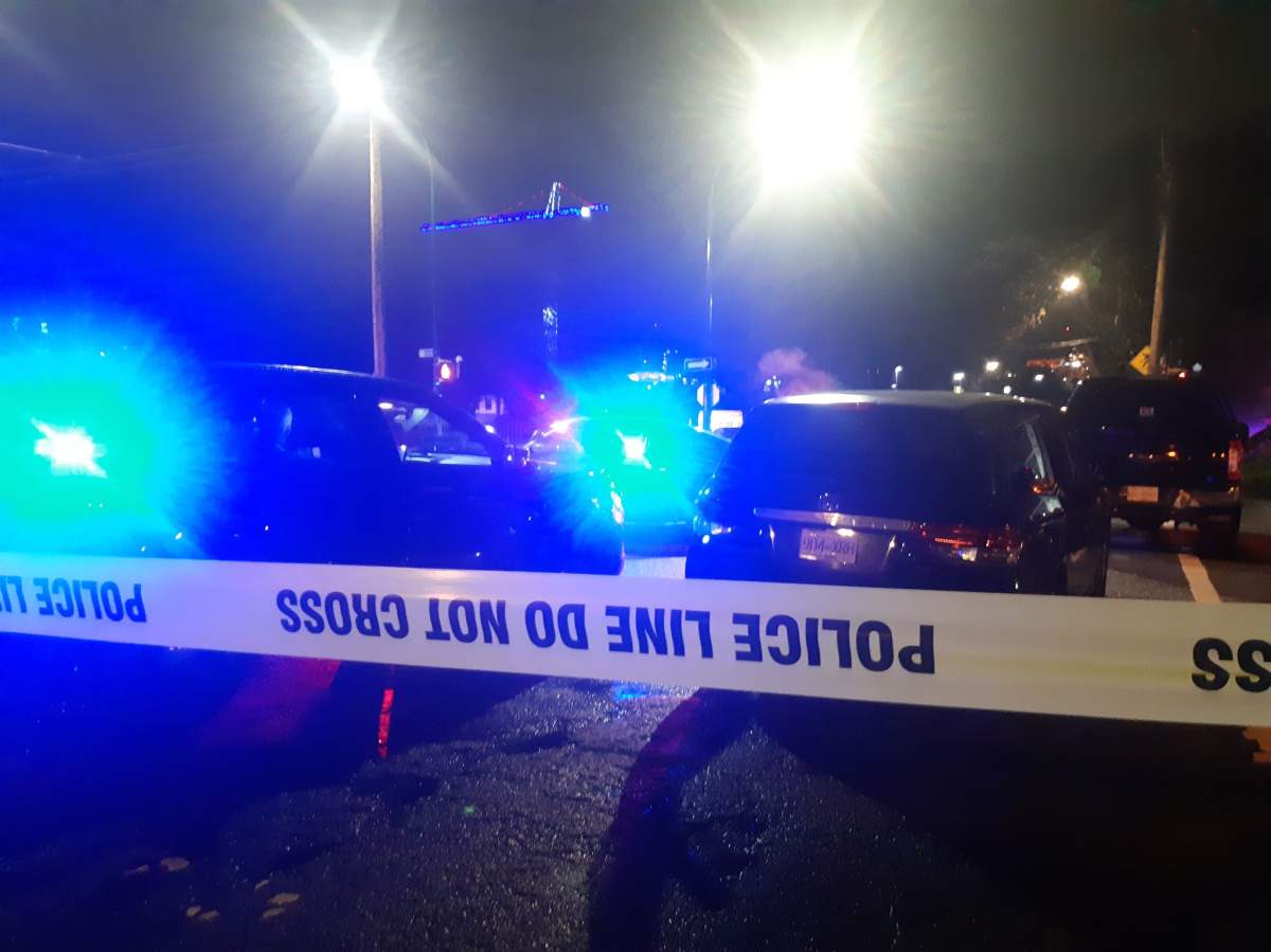 Police respond to a shooting at Oppenheimer Park on Thursday, Dec. 12, 2019.