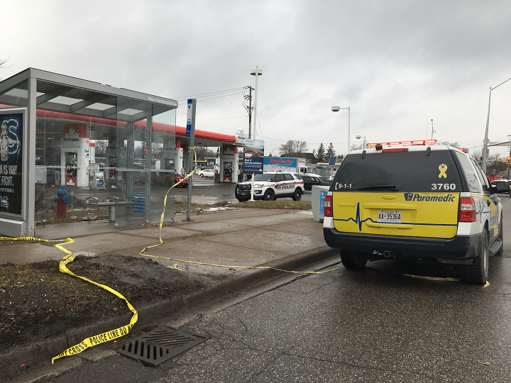 Emergency crews at a gas station near Bayview Avenue and Major Mackenzie Drive.