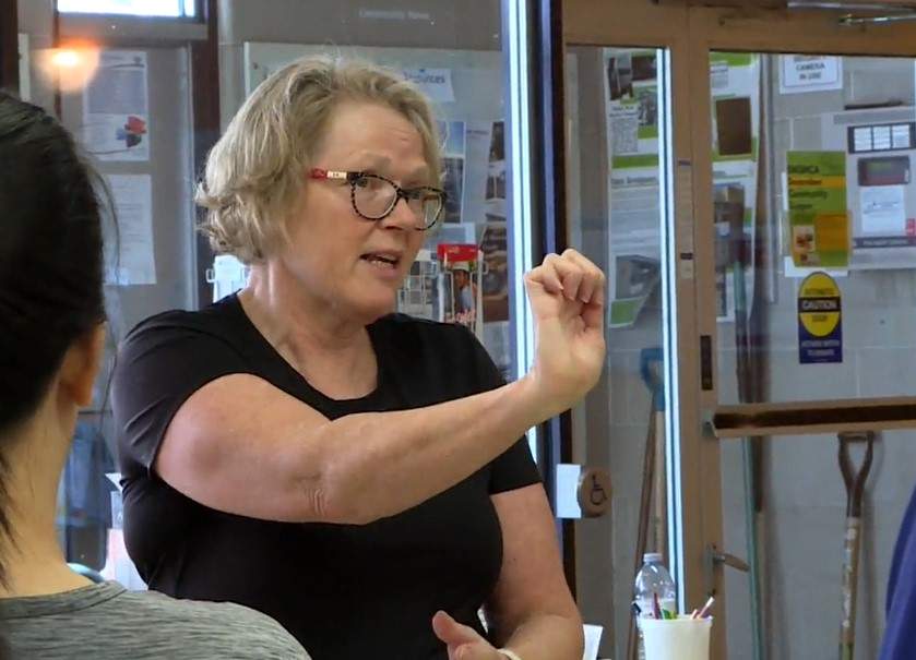Linda Postma taught a free self-defence class for the Shameless Circle Sunday.