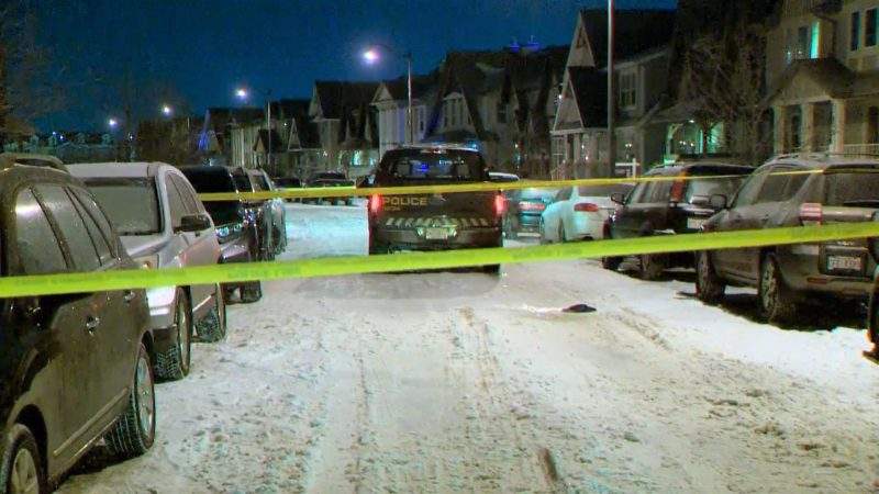 Calgary police investigate a shooting in the 200 block of Elgin Meadows Gardens on Friday, Dec. 6, 2019.