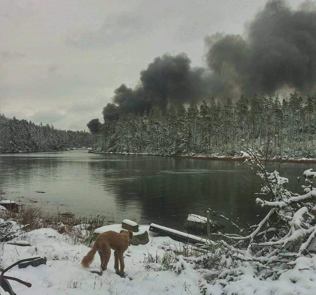 Smoke rises from Abriel Fisheries on Wed. Dec. 18, 2019, as seen from the home of Myrna Fahie and Duncan Scott.