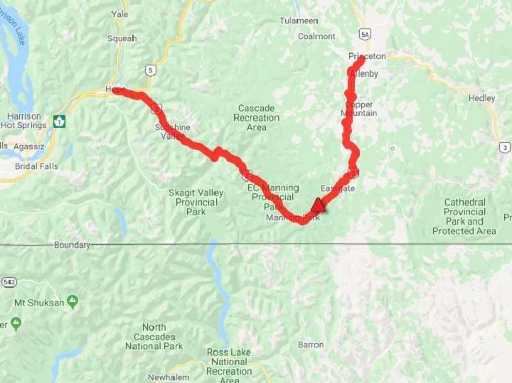 A map showing the travel advisory for Highway 3.
