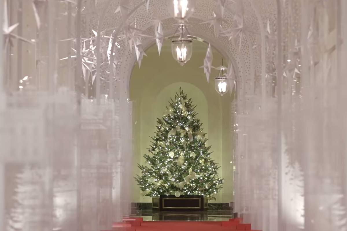 Christmas decor is shown at the White House in this image from video released on Dec. 1, 2019.