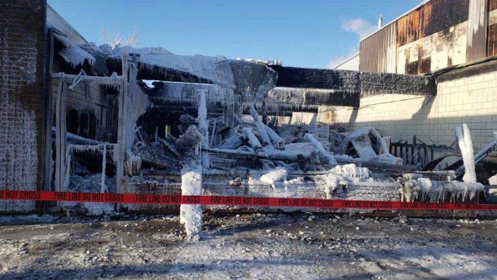 Two businesses were destroyed in an early morning fire in Whitecourt, Alta., on Boxing Day 2019.
