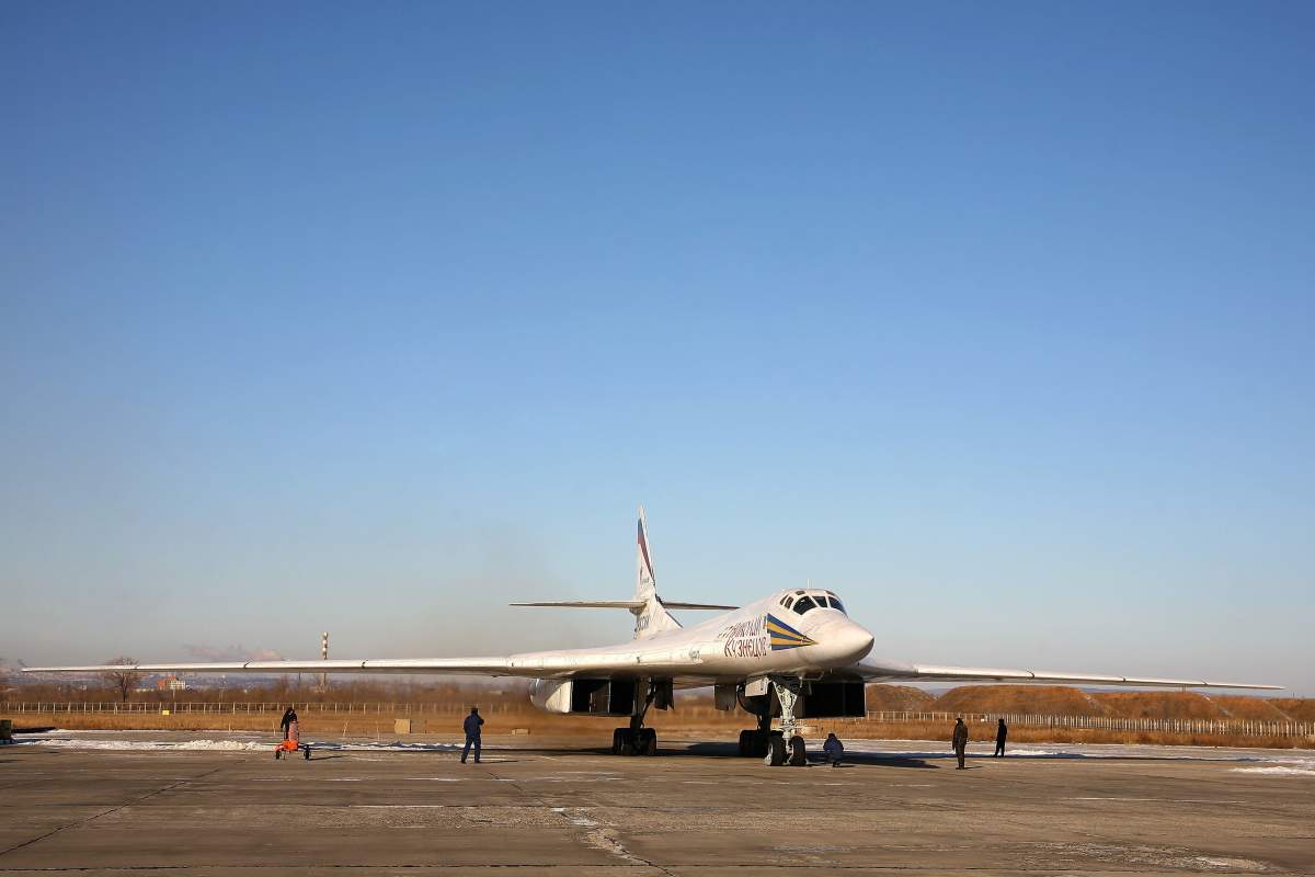 Tupolev Tu-160 (NATO reporting name: Blackjack) supersonic bomber at the Engels Air Force Base on Dec. 5, 2011.