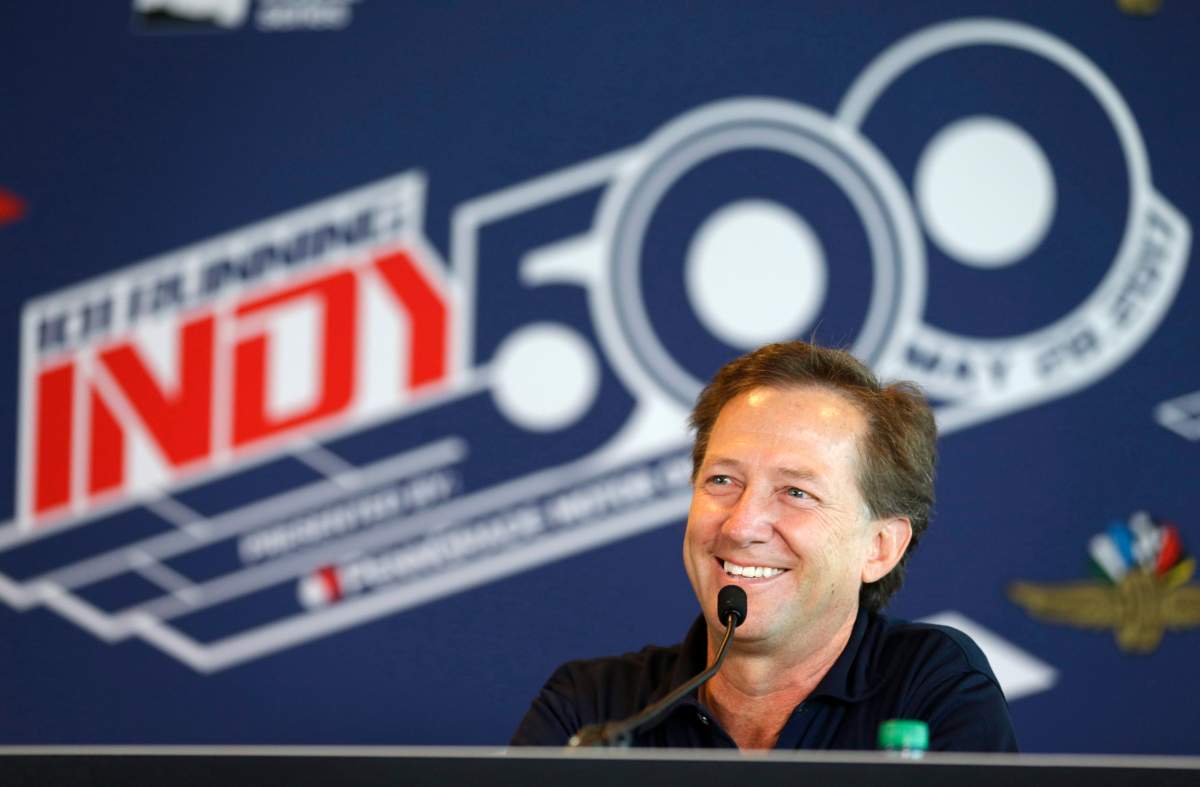 Former race car driver John Andretti speaks during a press conference at Indianapolis Motor Speedway, Thursday, May 18, 2017, in Indianapolis.