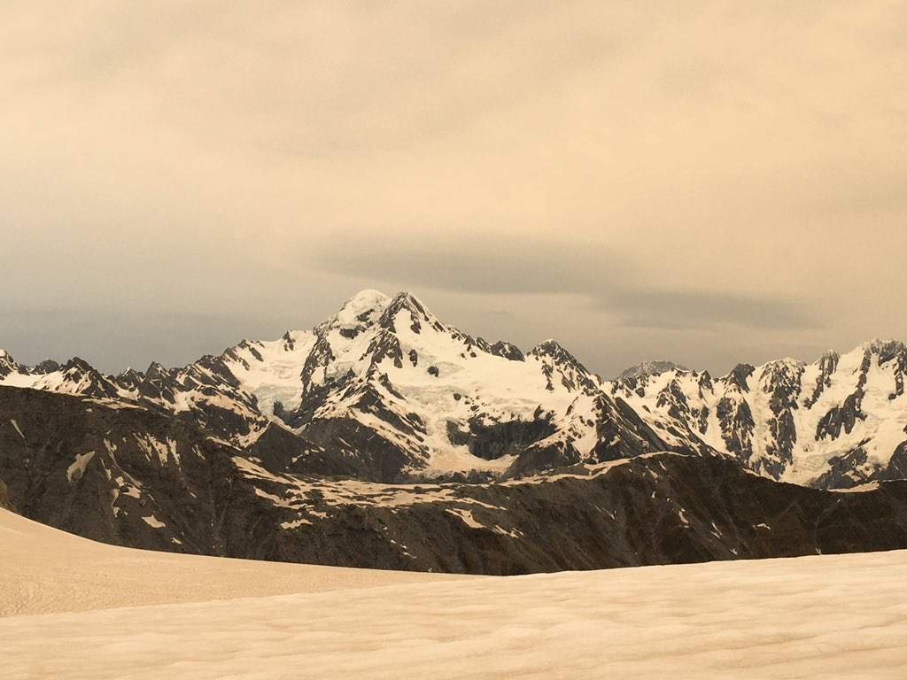 “Carmelized” snow caused by dust from Australian bushfires is seen near Franz Josef glacier in the Westland Tai Poutini National Park, New Zealand, Jan, 1, 2020 in this picture obtained from social media. Picture taken Jan. 1, 2020. Social media/via REUTERS