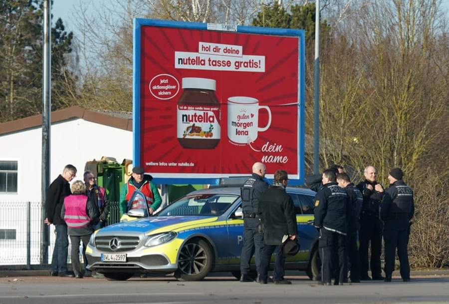 Police secures the area after several people were injured and some presumed dead in a shooting in Rot am See in southwestern Germany, January 24, 2020.