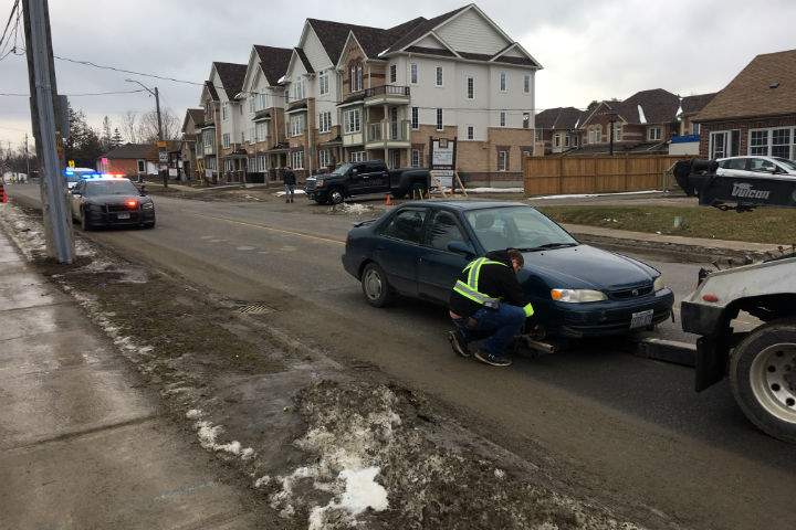 Police say one occupant was arrested at the scene, while the other two fled and were arrested in the area a short time later.