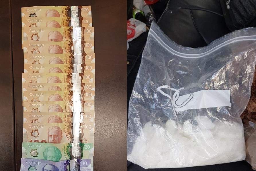 Wellington County OPP say meth and cash were seized during an arrest in Fergus on Monday.
