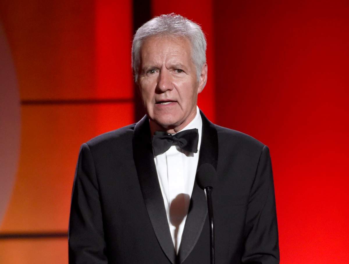 FILE - In this April 30, 2017, file photo, Alex Trebek speaks at the 44th annual Daytime Emmy Awards at the Pasadena Civic Center in Pasadena, Calif.