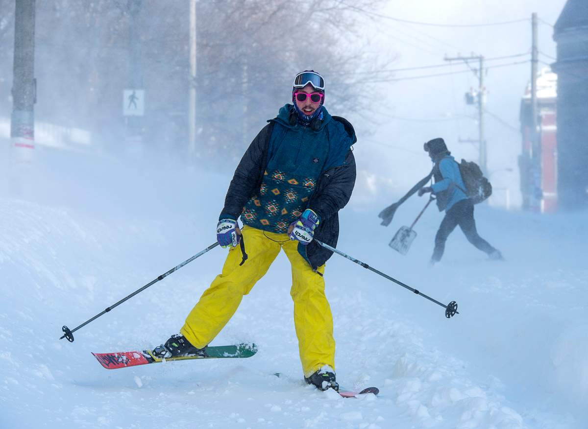 An intrepid skier takes to the streets in St. John’s on Saturday, Jan. 18, 2020. THE CANADIAN PRESS/Andrew Vaughan