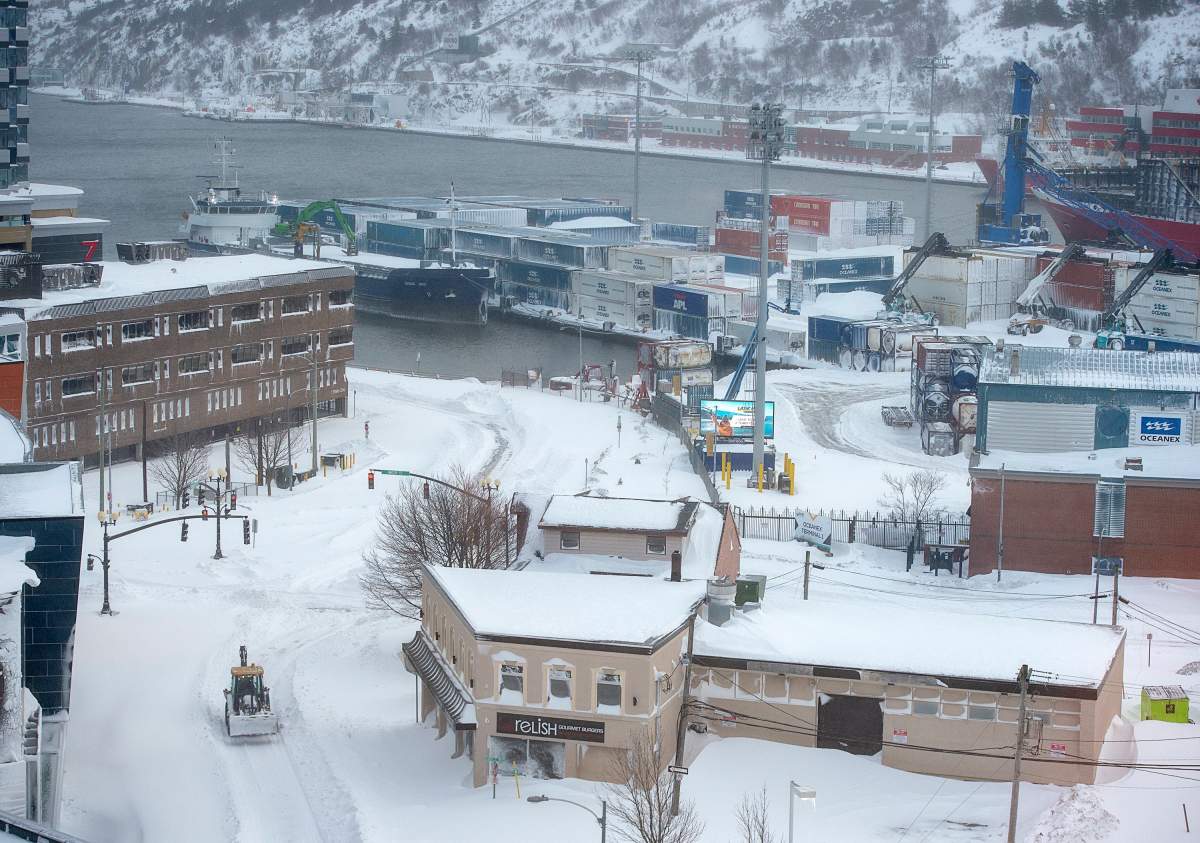 A snowplow clears the road in St. John’s on Saturday, Jan. 18, 2020.  THE CANADIAN PRESS/Andrew Vaughan