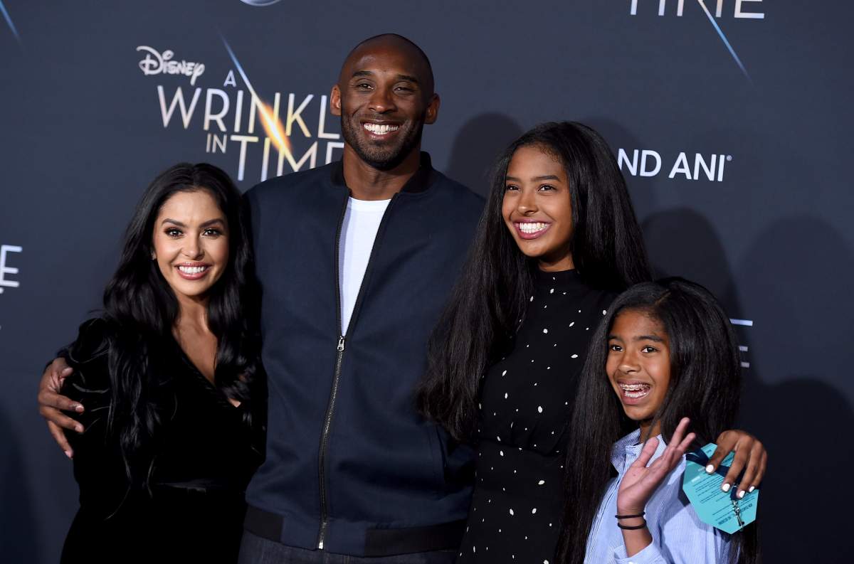 This Feb. 26, 2018, file photo shows Vanessa Bryant, from left, Kobe Bryant, Natalia Bryant and Gianna Maria-Onore Bryant at the world premiere of “A Wrinkle in Time” in Los Angeles.