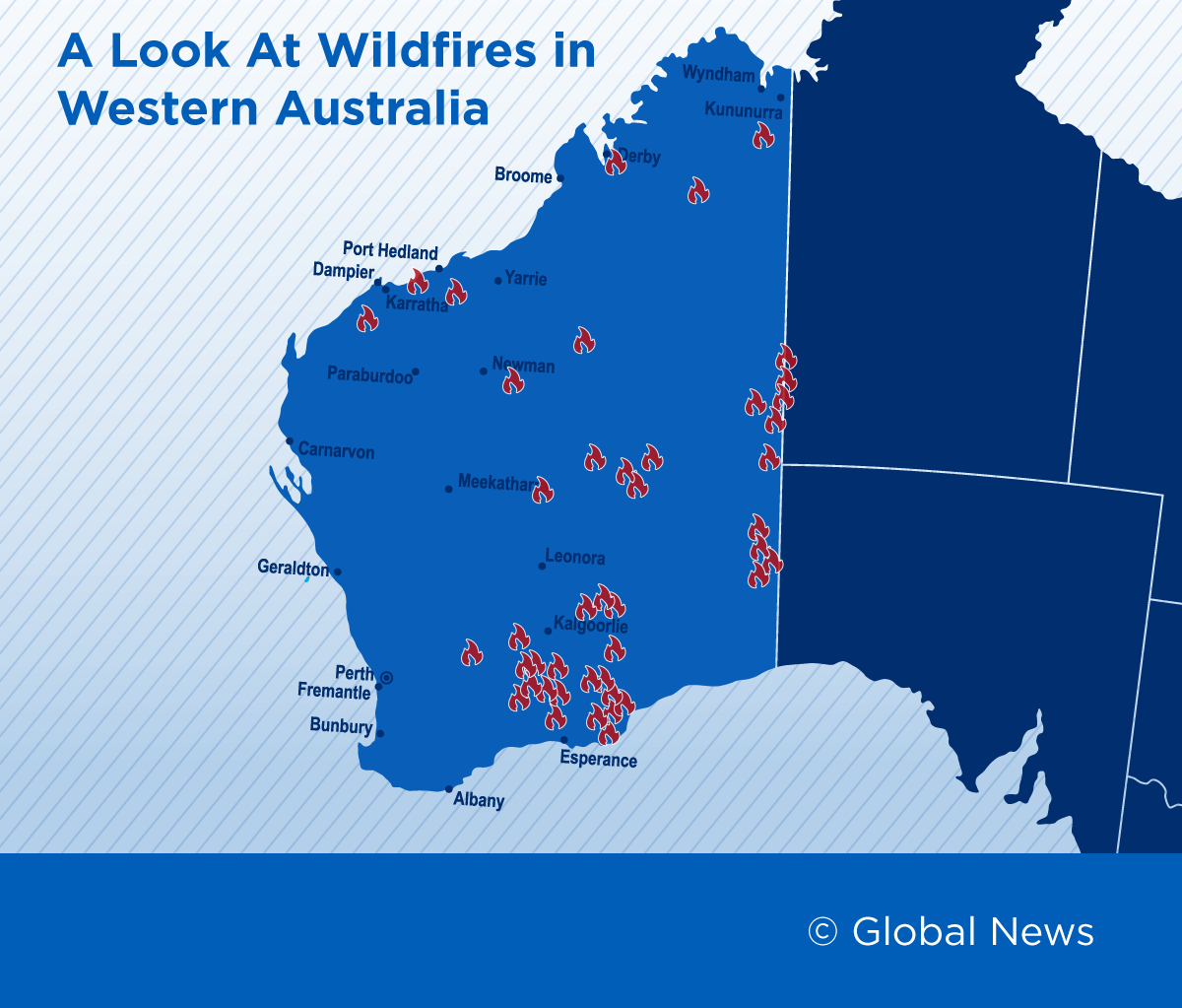 A look at wildfires on Thursday, tracked by MyFireWatch.