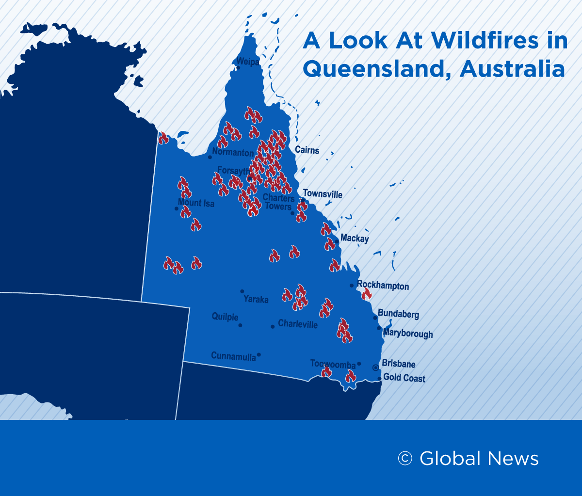 A look at wildfires on Thursday, tracked by MyFireWatch.
