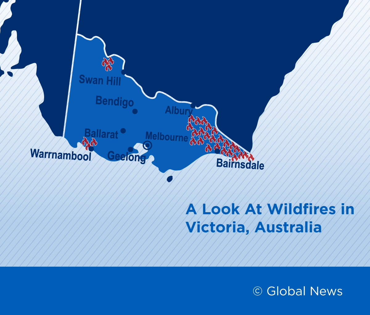 A look at wildfires on Thursday, tracked by MyFireWatch.