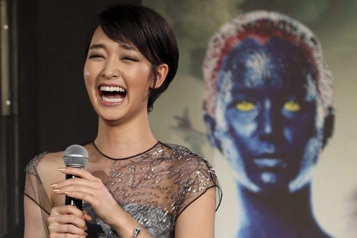 In this file photo, actress Ayame Goriki discusses her work as the stand-in for Mystique in Japan’s version of ‘X-Men: Days of Future Past’ in Tokyo on May 27, 2014.