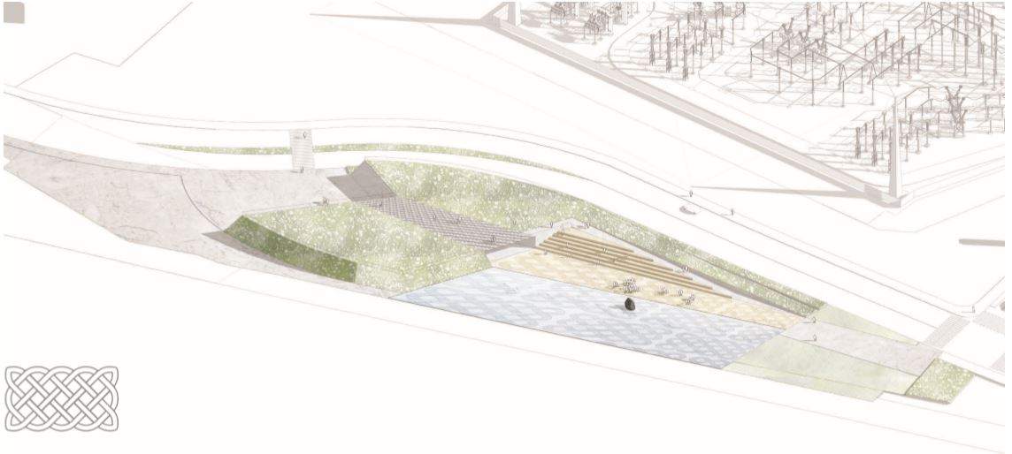 The Montreal Irish Memorial Park Foundation’s ideal green space would see Bridge Street diverted around the park, giving pedestrians access to the stone.