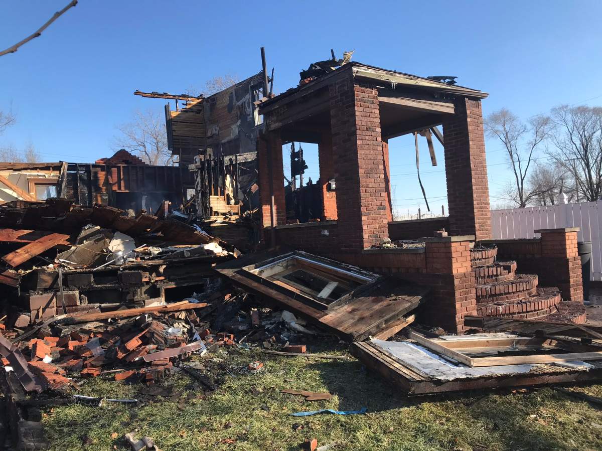 A destroyed home is shown at 611 S. Green Street in Detroit, Mich.