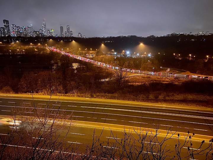 Southbound traffic was delayed coming off the Don Valley Parkway after police shut down part of the highway.