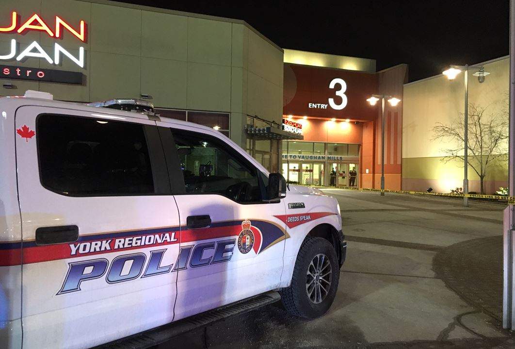 York Regional Police block off Entrance 3 at Vaughan Mills mall after a reported stabbing on Thursday evening.