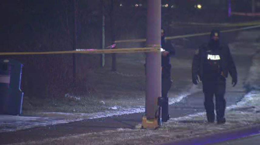 Police block off a scene on Nexus Avenue.