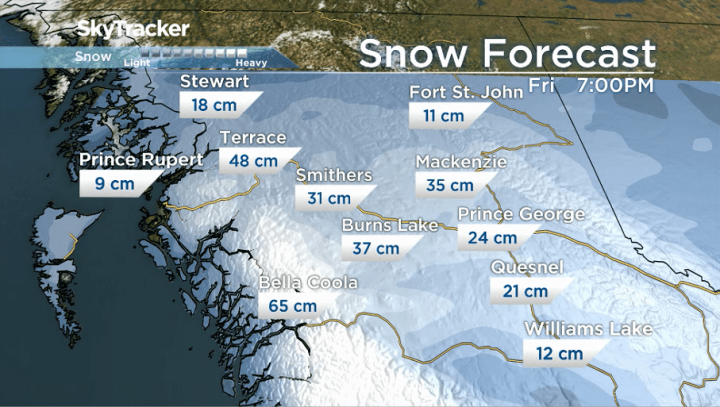 Potential snowfall for Thursday, January 2nd, 2020.
