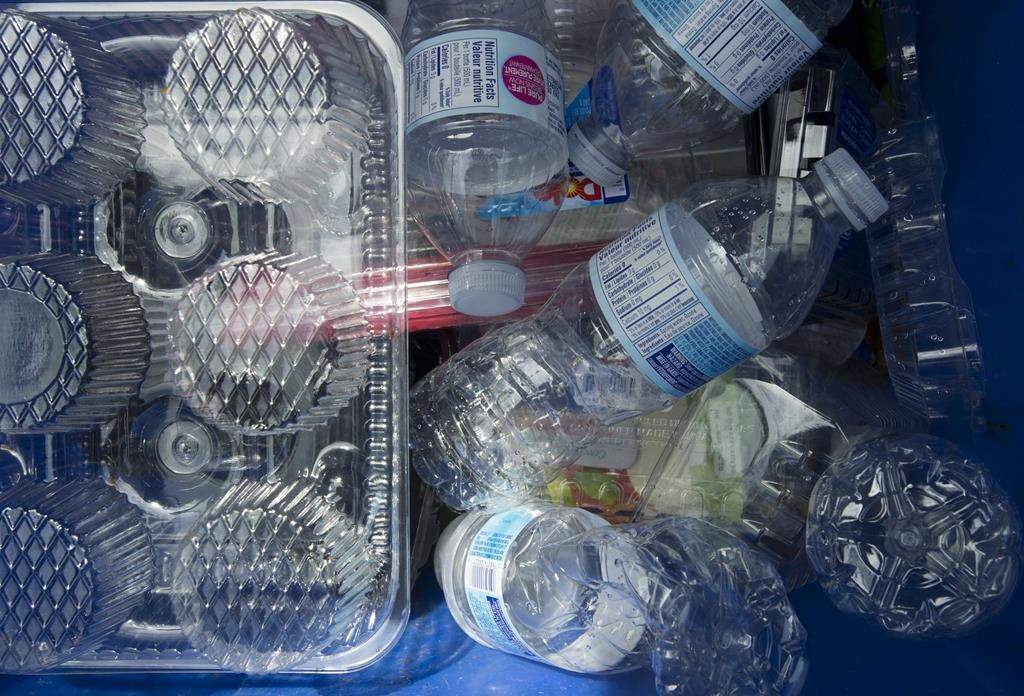 Plastics are seen being gathered for recycling at a depot in North Vancouver on June, 10, 2019.