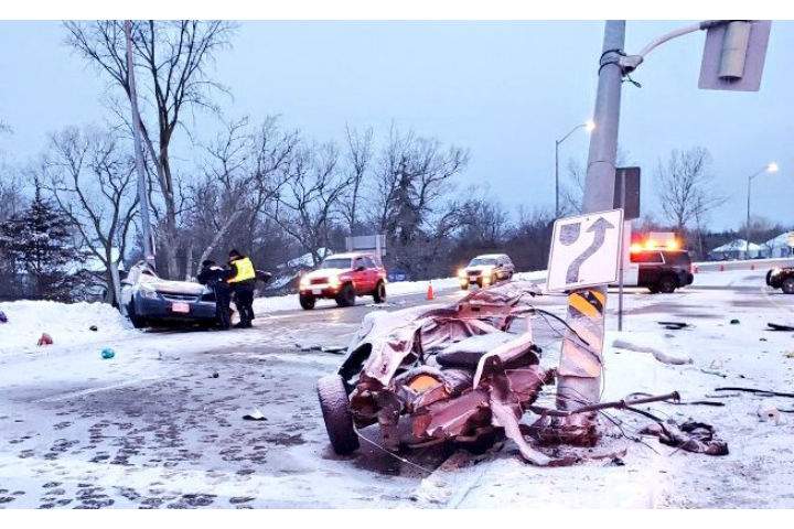 OPP Sgt. Kerry Schmidt told Global News that officers were called to High Street and Highway 48 after a car lost control and hit a pole on Monday.