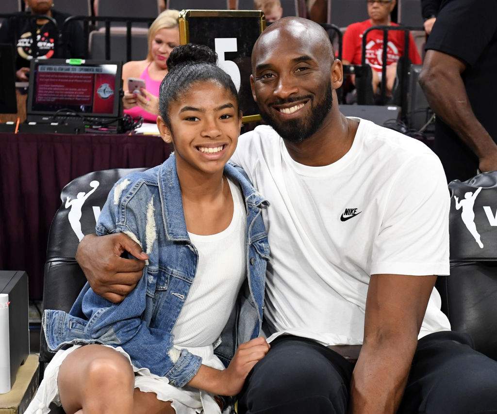 Gianna Bryant and her father, former NBA player Kobe Bryant, attend the WNBA All-Star Game 2019. Photo by Ethan Miller/Getty Images