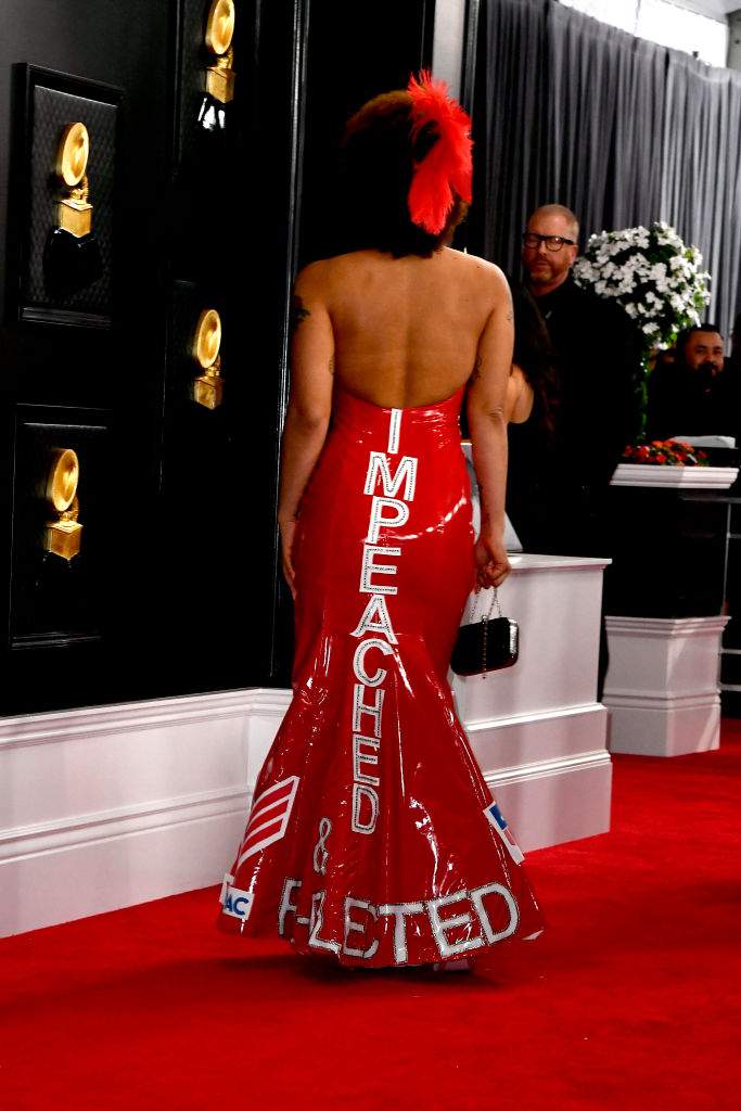 Singer Joy Villa wears ‘Trump 2020’ dress at the Grammy Awards - image