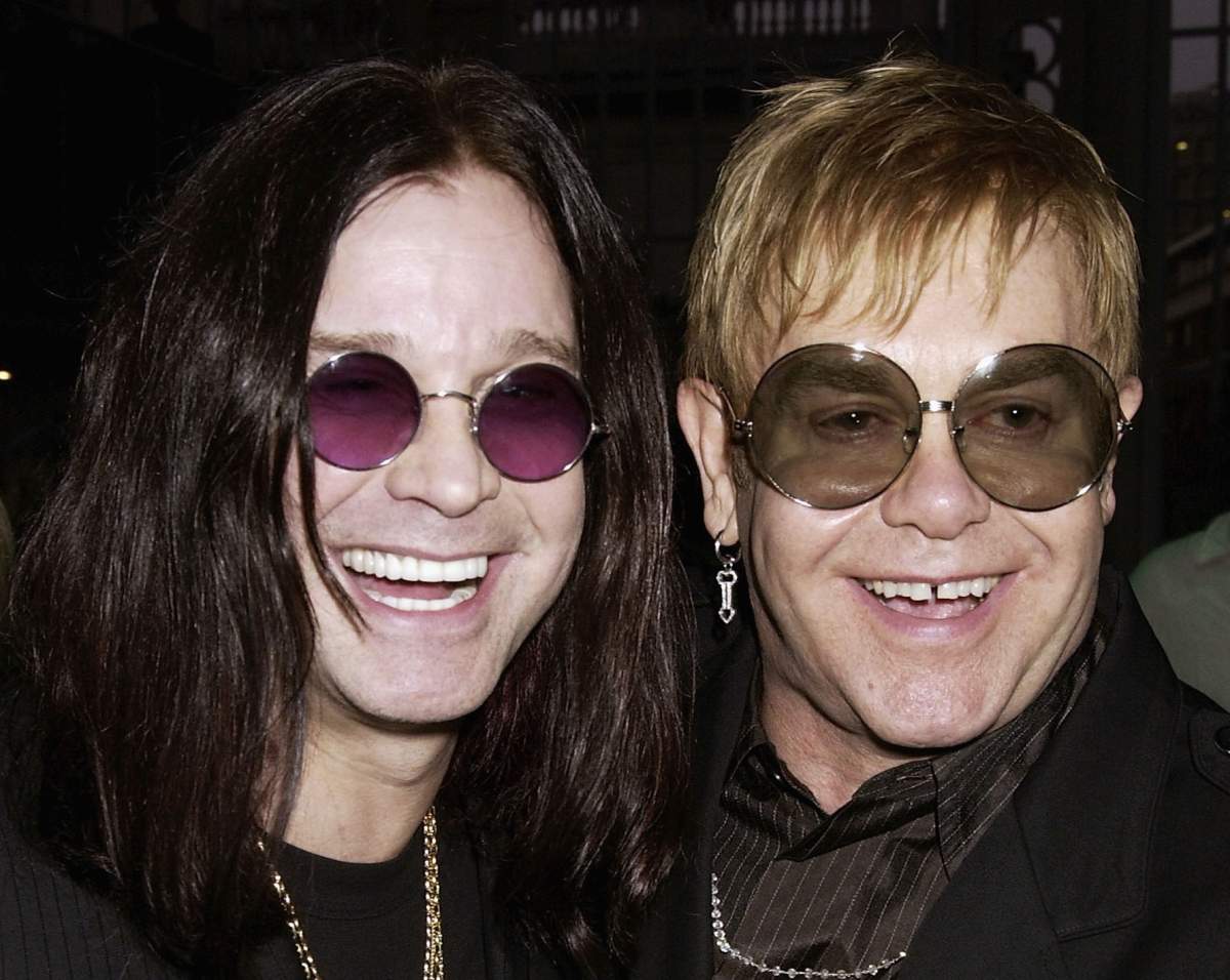 (L-R) Singers Ozzy Osbourne and Sir Elton John attend the after-party following the ‘GQ Men Of The Year Awards’ at the Royal Opera House on Sept. 7, 2004 in London.