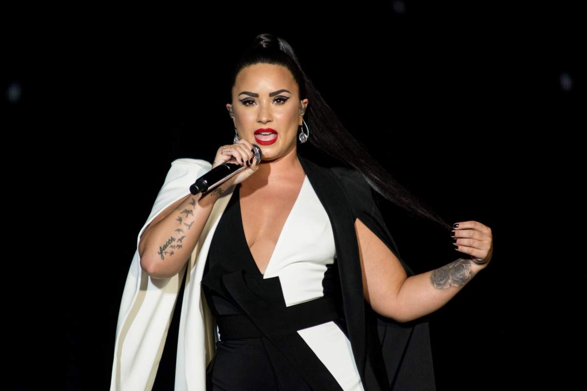 Demi Lovato performs on the Mundo stage on Day 2 of Rock in Rio Lisbon on June 24, 2018 in Lisbon, Portugal.