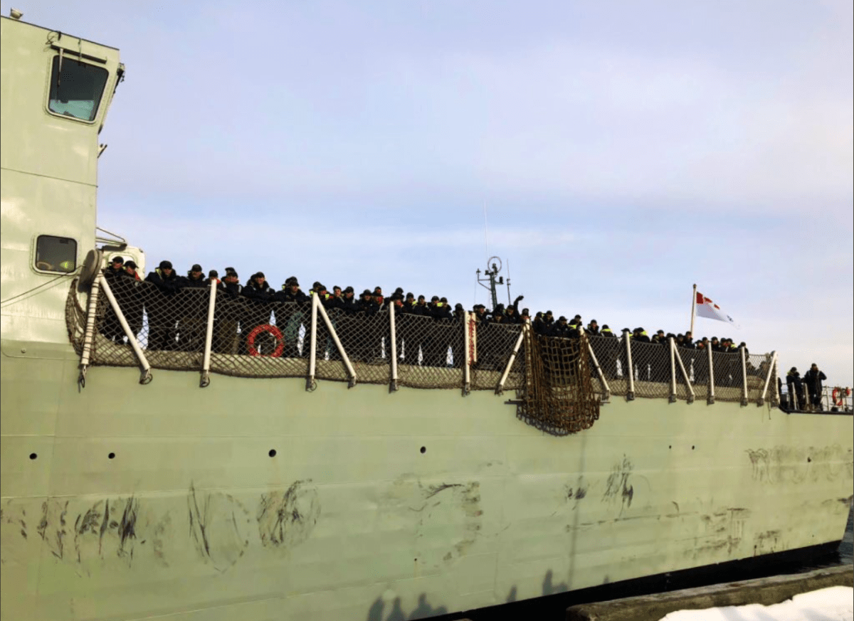 Hundreds of friends and relatives gathered at HMC Dockyard to welcome sailors home on Friday.