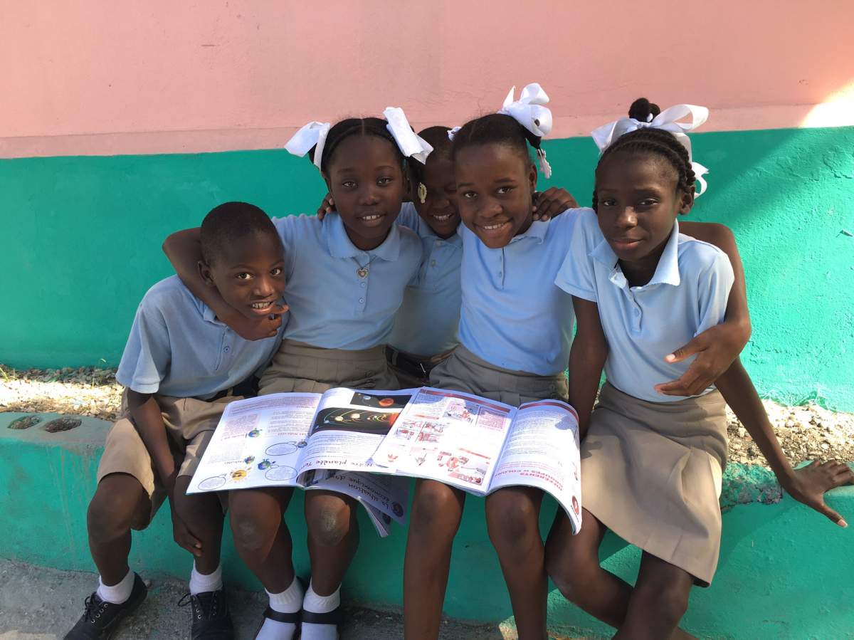 From left to right, Gaby, Rebecca, Gary, Kettelie and Marie-Ange, who are now 10 to 12 years old.