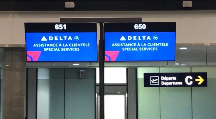 A Delta Airlines counter at Montreal's Pierre Elliot Trudeau Airport. Monday January 6, 2020.