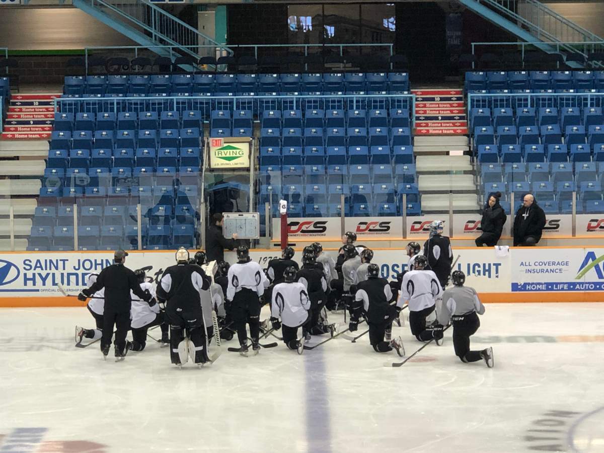 The Gatineau Olympiques practice on the TD Station ice.