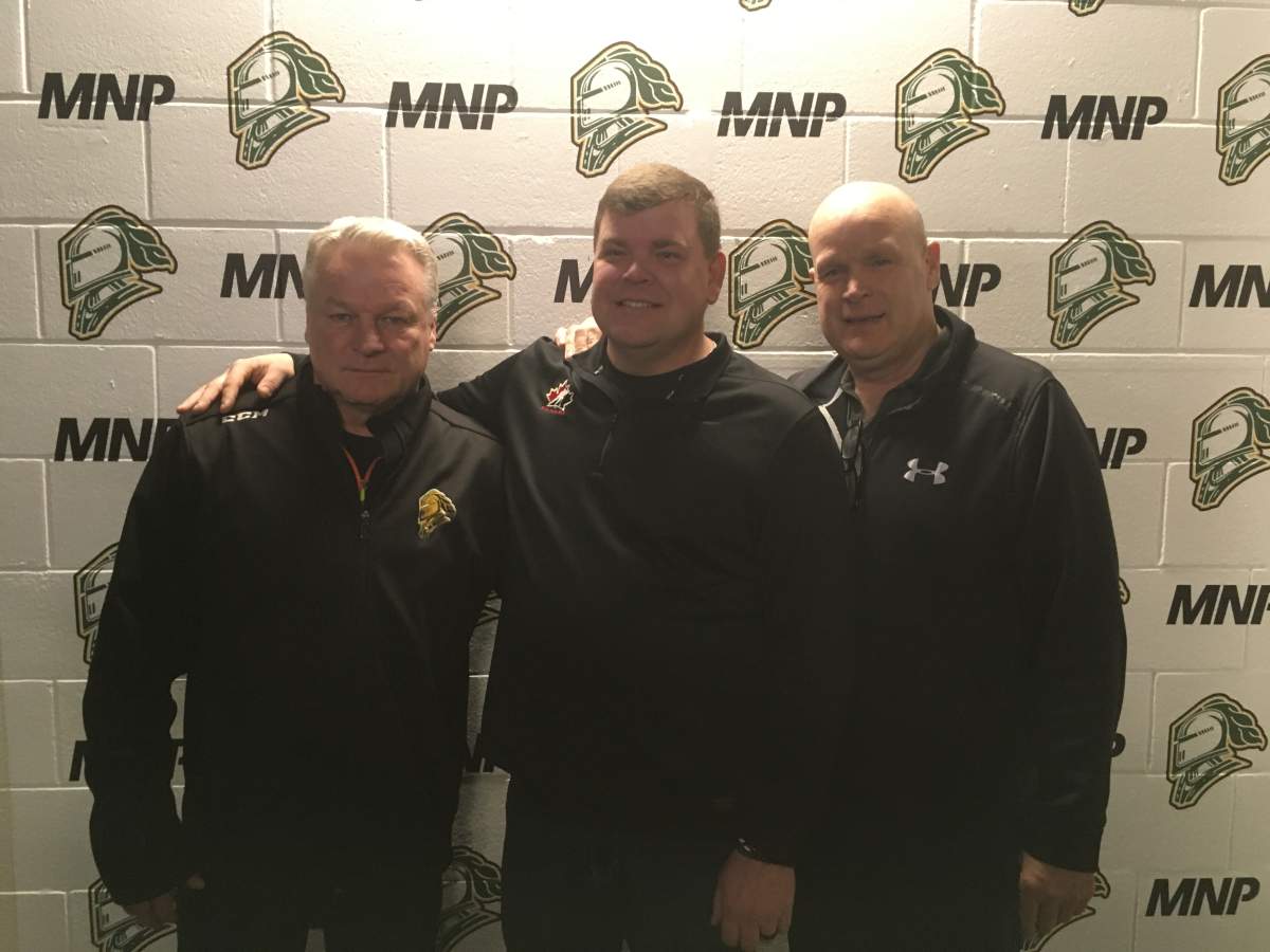 Dale Hunter (left), Chris Maton (centre) and Mark Hunter spoke to Global News Radio 980 CFPL after Team Canada won the 2020 world juniors.