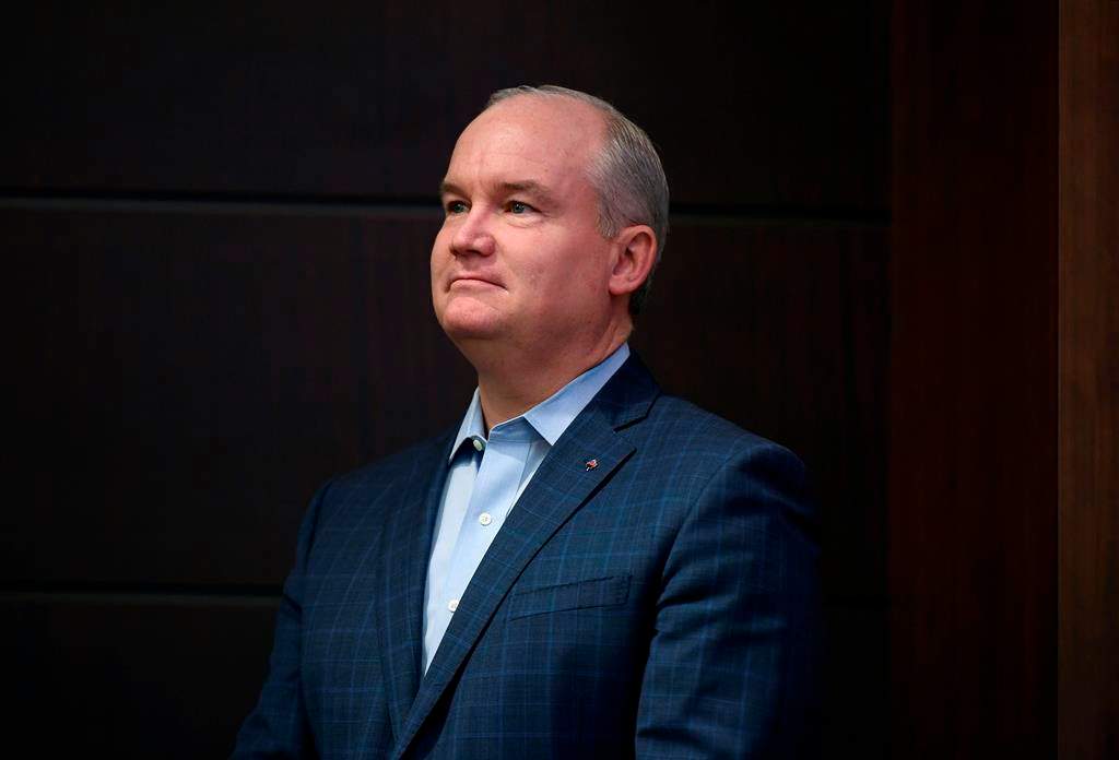 Conservative MP Erin O’Toole listens during the Conservative caucus retreat on Parliament Hill in Ottawa, on Jan. 24, 2020.