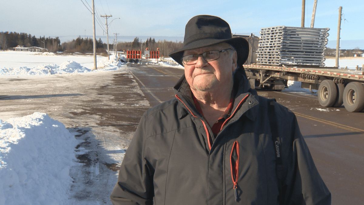 Louis Melanson, a local resident, says people feel reassured after seeing trucks arrive with parts of the modular bridge