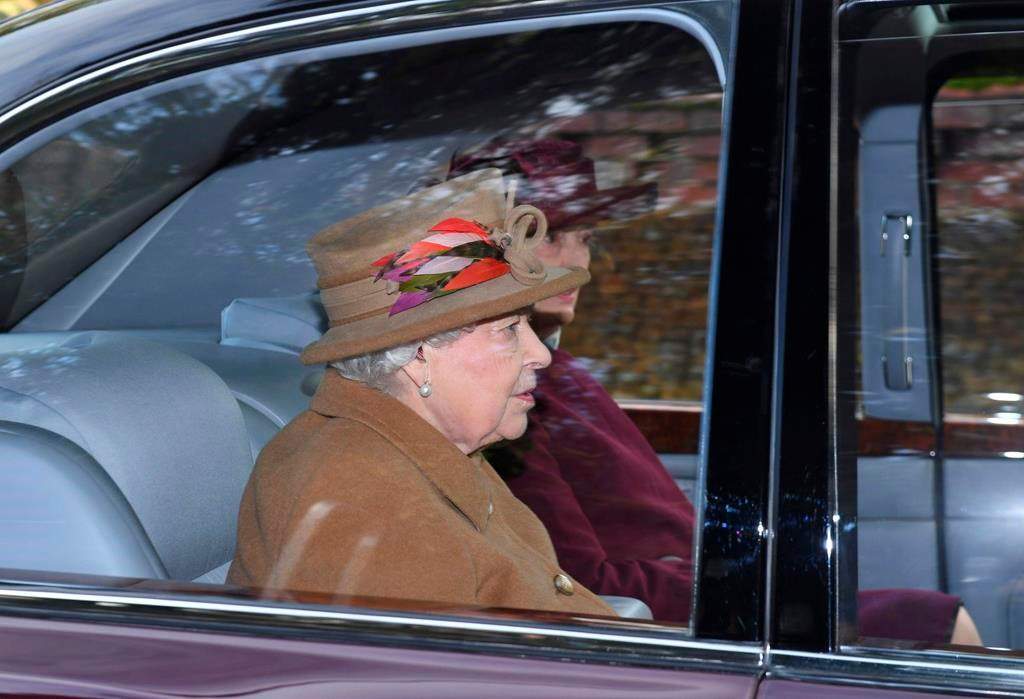 Britain's Queen Elizabeth II arrives to attend a morning church service at St. Mary Magdalene Church in Sandringham, England, Sunday Jan. 12, 2020.