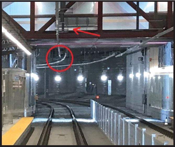An image depicting where the LRT power line issue occurred at St-Laurent station on Thursday, Jan. 16, 2020.