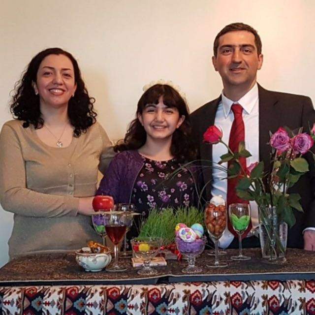 From left Bahareh Haj Esfandiari, 41, Anisa Sadeghi, 10, and Mehdi Sadeghi, 43.