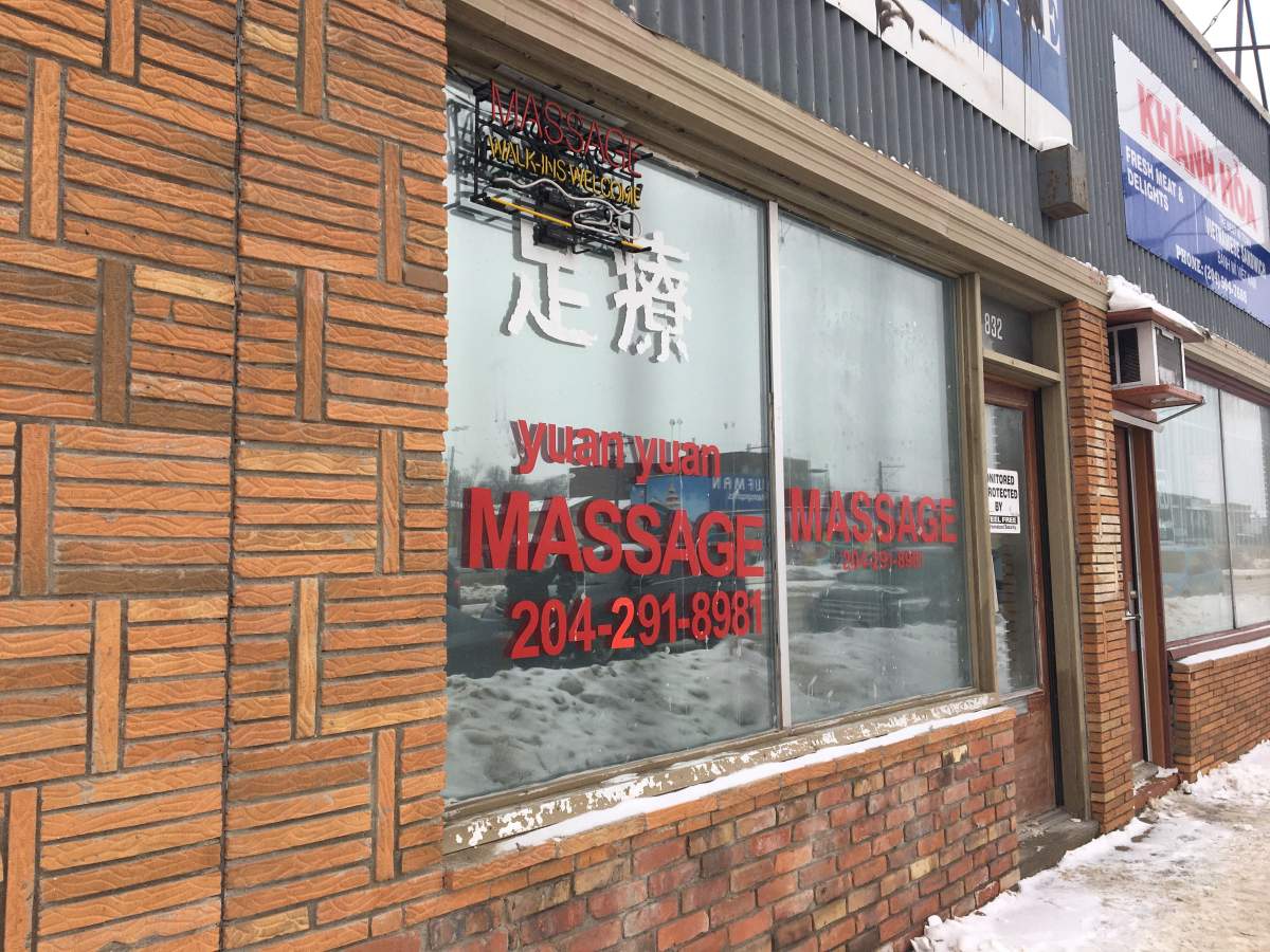 Winnipeg police raided this Notre Dame Avenue massage parlour Tuesday.