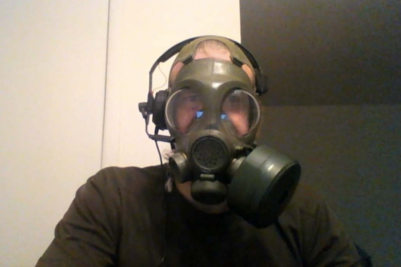 Wearing a gas mask to disguise his voice, Mathews allegedly spoke about fleeing to the U.S. after his involvement in right-wing extremism became publicly known.