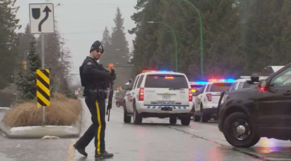 North Vancouver RCMP on the scene of a police incident, Friday. 