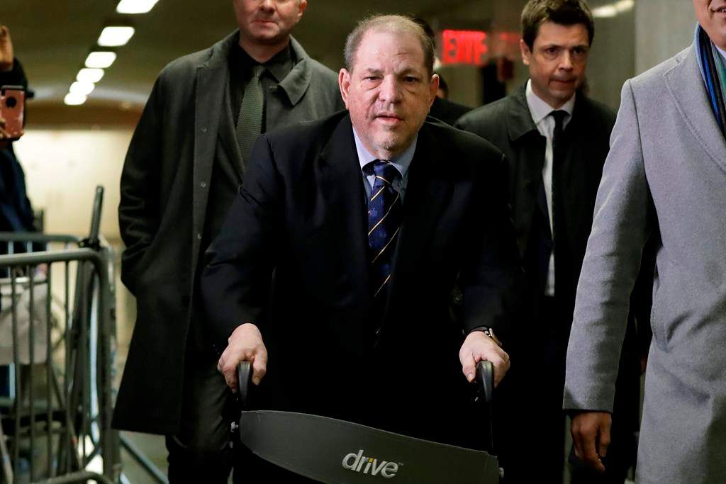 Harvey Weinstein arrives at court for his rape trial, in New York, Friday, Jan. 24, 2020.