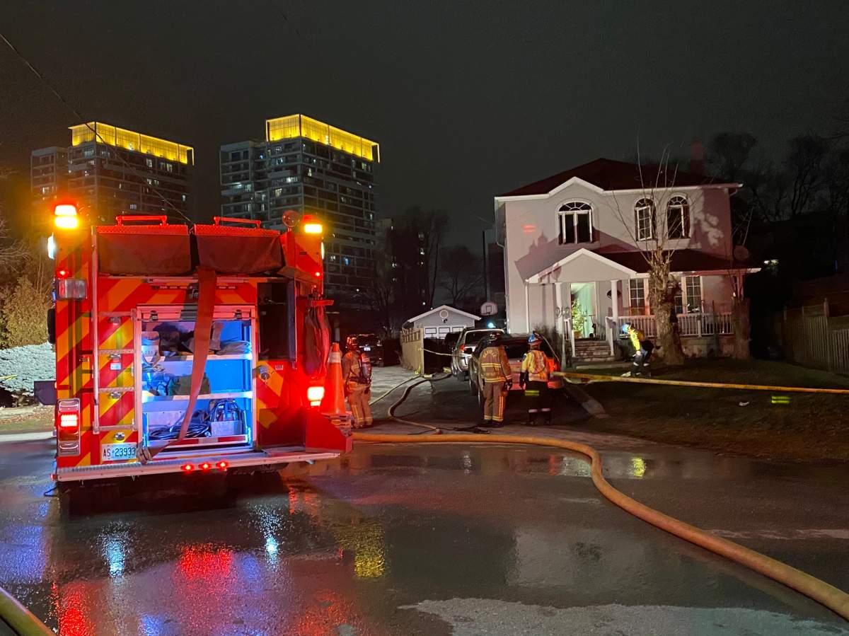 Crews at the scene of the fire on Princess Anne Crescent on Sunday.