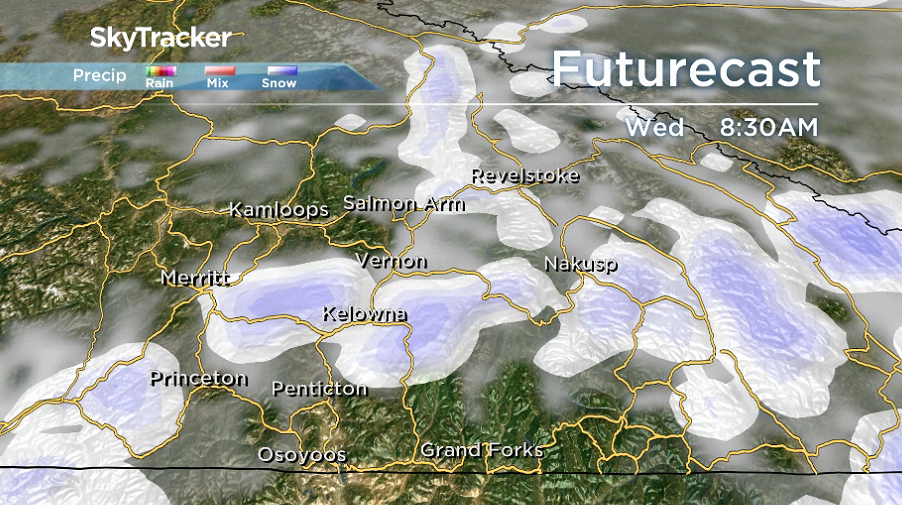 Pockets of rain and snow are possible during the day on Wednesday.